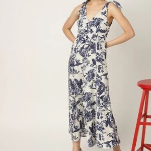 Women's MNG Dress Small Cream Blue Maxi